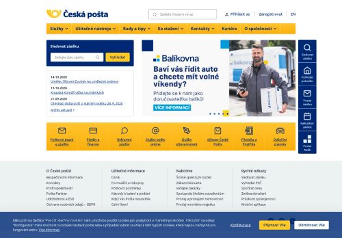Zobrazit webové stránky Česká pošta Mikulov