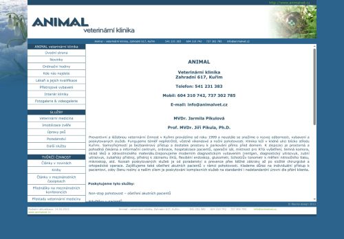 Zobrazit webové stránky Veterinární klinika Animal - Prof. MVDr. Jiří Pikula, Ph.D., MVDr. Jarmila Pikulová