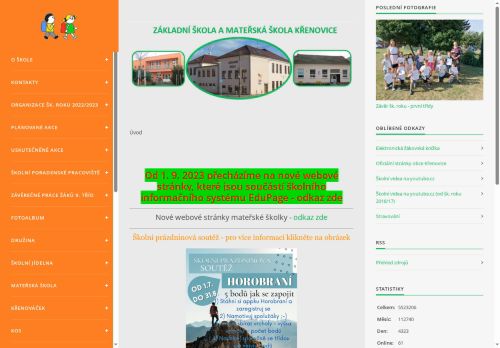 Webové stránky Základní škola a Mateřská škola Křenovice, okres Vyškov, Křenovice