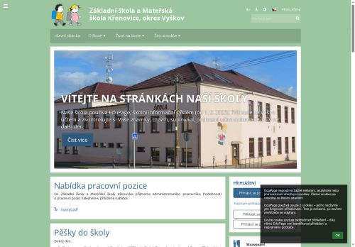 Webové stránky Základní škola a Mateřská škola Křenovice, okres Vyškov, Křenovice