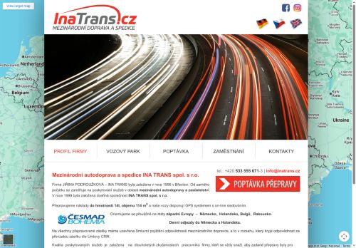 INA TRANS spol. s r.o. nabízí práci na pozici ŘIDIČ VELKOOBJEMOVÉ SOUPRAVY MEZINÁRODNÍ AUTODOPRAVY v obci Břeclav