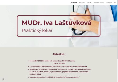 Zobrazit webové stránky Praktický lékař - MUDr. Iva Laštůvková