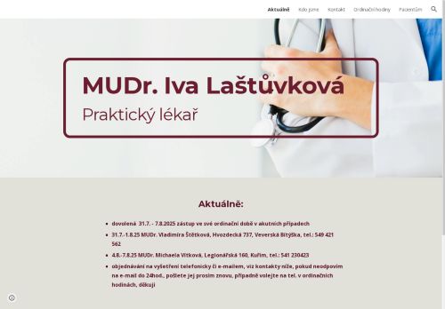 Zobrazit webové stránky Praktický lékař - MUDr. Iva Laštůvková