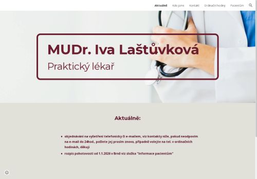 Zobrazit webové stránky Praktický lékař - MUDr. Iva Laštůvková