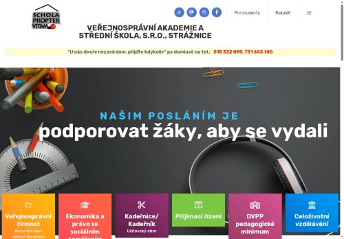 Webové stránky Veřejnosprávní akademie a střední škola, s.r.o., Strážnice