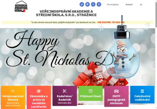 Webové stránky Veřejnosprávní akademie a střední škola, s.r.o., Strážnice