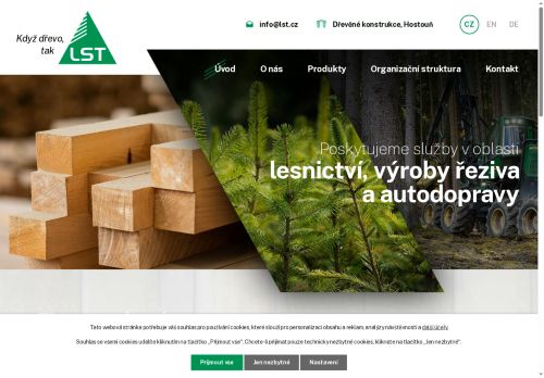 Webové stránky LST a.s., Hostouň