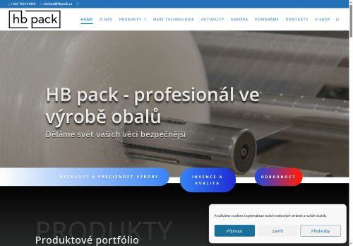 Webové stránky HB pack s.r.o., Nížkovice