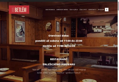 Zobrazit webové stránky Restaurant dalešického pivovaru BETLÉM v Černých Polích