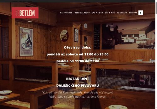 Zobrazit webové stránky Restaurant dalešického pivovaru BETLÉM v Černých Polích