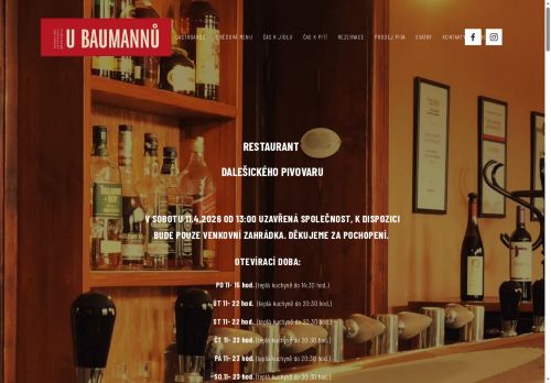 Zobrazit webové stránky Restaurant dalešického pivovaru U BAUMANNŮ v České