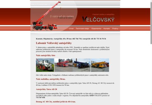 Zobrazit webové stránky Autojeřáby Lubomír Velčovský