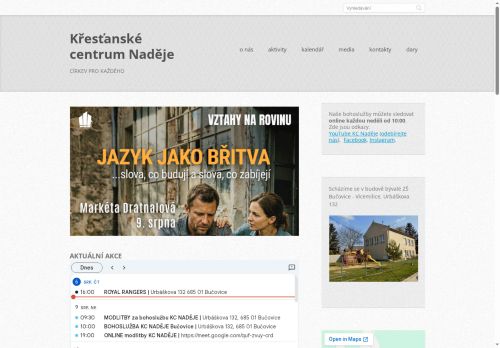 Zobrazit webové stránky Apoštolská církev, KC Naděje Bučovice