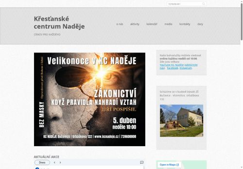 Zobrazit webové stránky Apoštolská církev, KC Naděje Bučovice