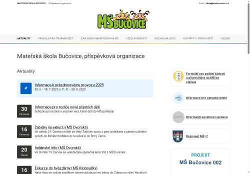 Mateřská škola Bučovice,příspěvková organizace nabízí práci na pozici Kuchař/ka v obci Bučovice