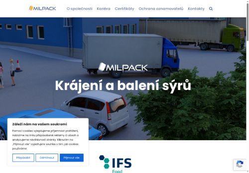 Webové stránky MILPACK s.r.o., Rosice