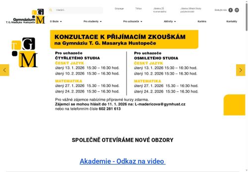 Zobrazit webové stránky Gymnázium T. G. Masaryka
