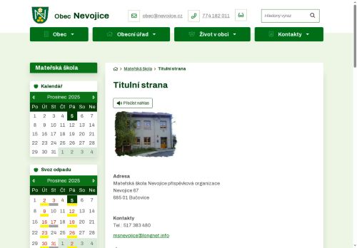 Zobrazit webové stránky Mateřská škola Nevojice