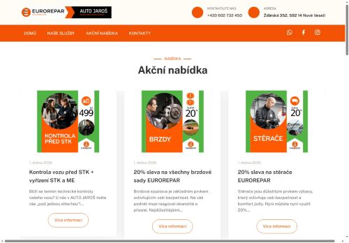 Webové stránky AUTO JAROŠ s.r.o., Nové Veselí