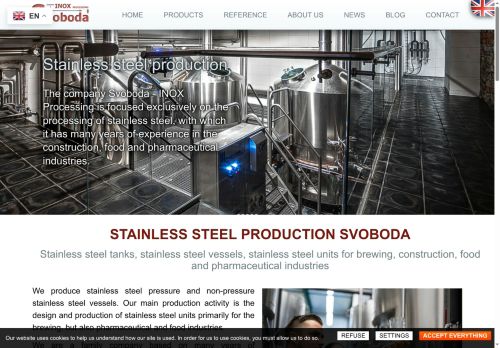 Webové stránky Inox processing Svoboda s.r.o., Prostějov