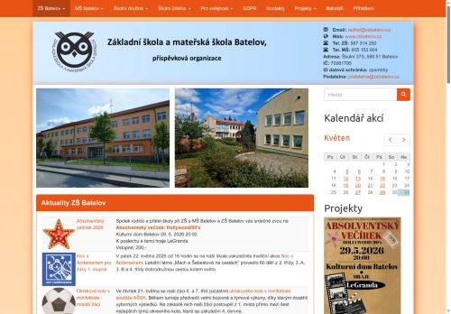 Webové stránky Základní škola a mateřská škola Batelov,  příspěvková organizace, Batelov