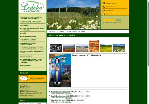 Webové stránky LEDEKO, a.s., Letovice