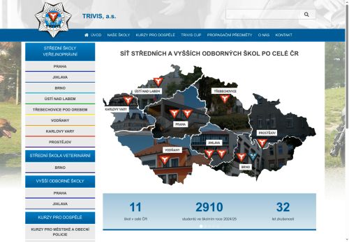 Webové stránky TRIVIS - Střední škola veřejnoprávní a Vyšší odborná škola bezpečnosti silniční dopravy Jihlava, s.r.o., Jihlava