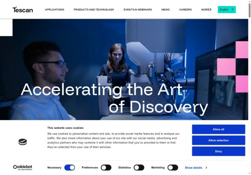 Webové stránky TESCAN GROUP, a.s., Brno