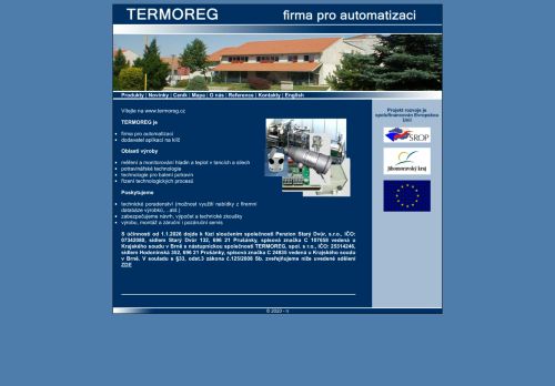 Webové stránky TERMOREG, spol. s r.o., Prušánky