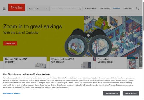 Webové stránky Thermo Fisher Scientific Brno s.r.o., Brno