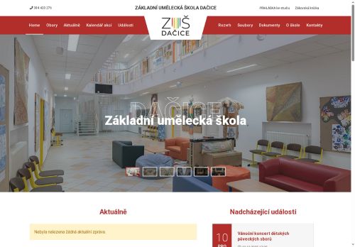 Webové stránky Základní umělecká škola, Dačice, Antonínská 93/II, Dačice