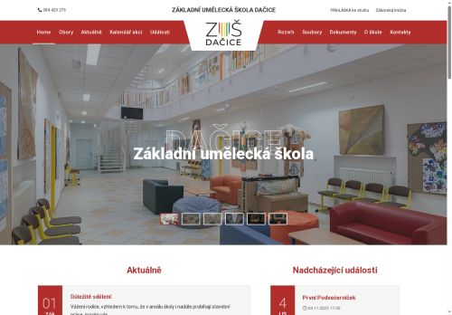 Webové stránky Základní umělecká škola, Dačice, Antonínská 93/II, Dačice