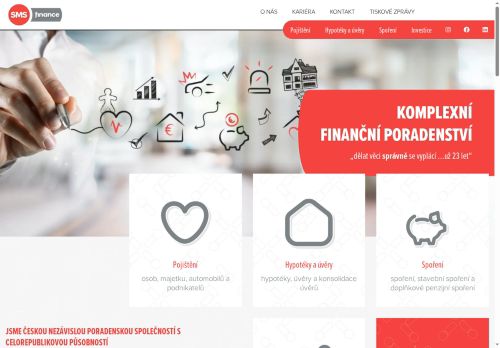Webové stránky SMS finance, a.s., Jihlava