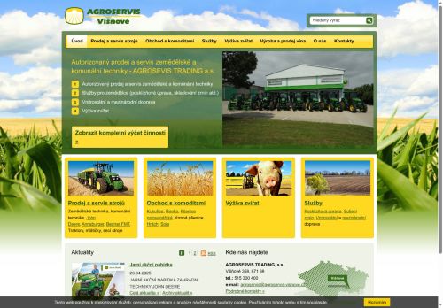 Webové stránky AGROSERVIS, 1. zemědělská a.s. Višňové, Višňové