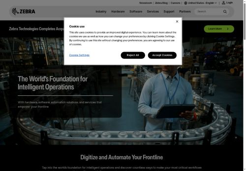 Webové stránky Zebra Technologies CZ s.r.o., Brno