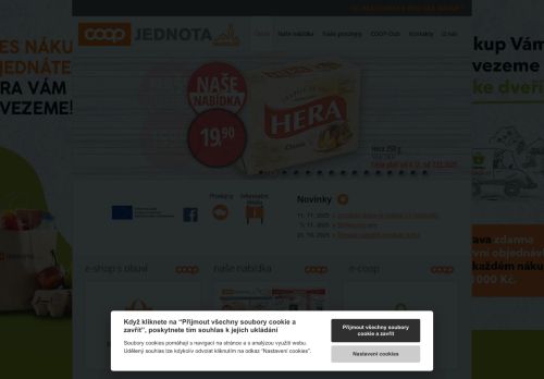 Webové stránky Jednota, spotřební družstvo v Mikulově, Pohořelice