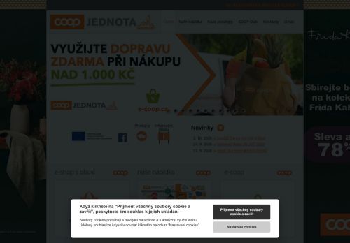 Webové stránky Jednota, spotřební družstvo v Mikulově, Nosislav