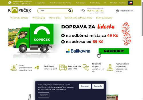 Vinařský dům Kopeček s.r.o. nabízí práci na pozici skladník/ce v obci Dubňany