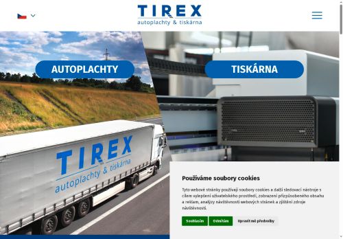 Webové stránky TIREX AUTOPLACHTY s.r.o., Hodonín