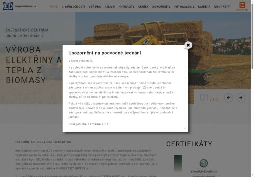 Webové stránky Energetické centrum s.r.o., Jindřichův Hradec