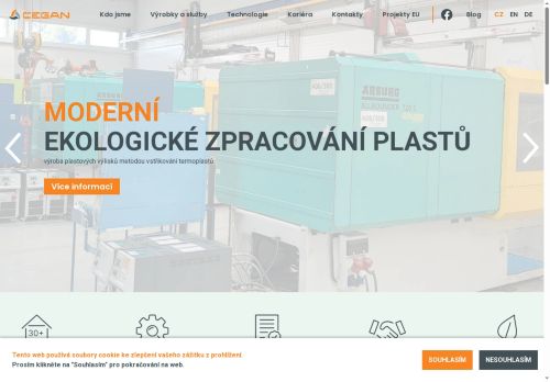 Webové stránky Čegan Industries - sociální družstvo, Šlapanice