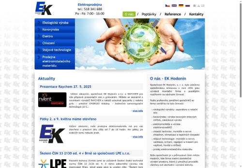 EK Hodonín, s.r.o. nabízí práci na pozici elektrikář/mechanik M/Ž v obci Hodonín