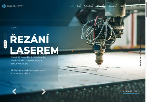 Webové stránky GAMA OCEL, spol. s r.o., Hodonín