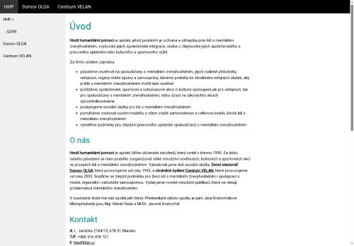Webové stránky Hnutí humanitární pomoci, Blansko